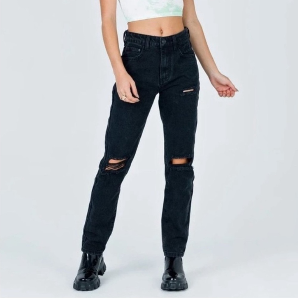Princess Polly Hayden Black Straight Leg Jeans